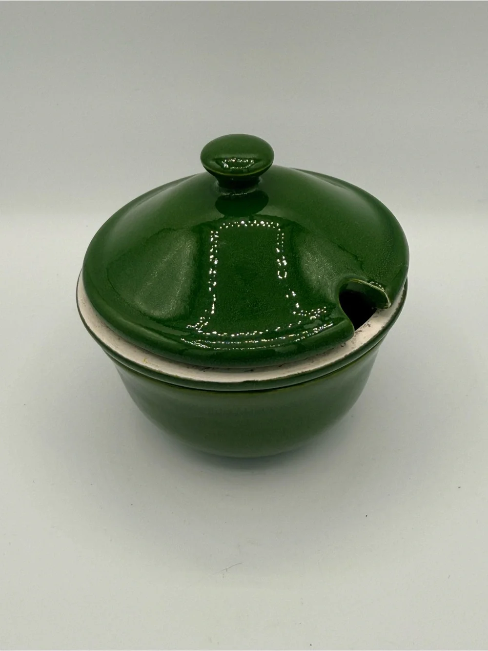 Vintage Pottery Barn Sausalito Green Stoneware Butter Warmer Set Portugal
